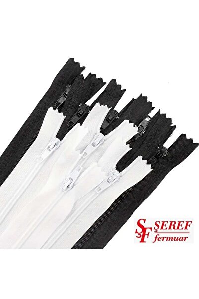 ŞF Şeref Fermuar 18 Cm Siyah Beyaz Fermuar 10 Adet 5 Siyah 5 Beyaz