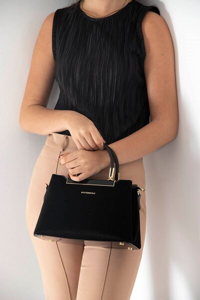 Silver Polo أسود - حقيبة يد نسائية سوداء SP913