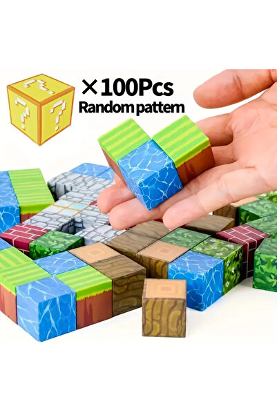LRS STORE 100 Parça Manyetik Minecraft Tarzı Zeka Geliştirici Blok Mıknatıslı Küpler (Kutusuz)