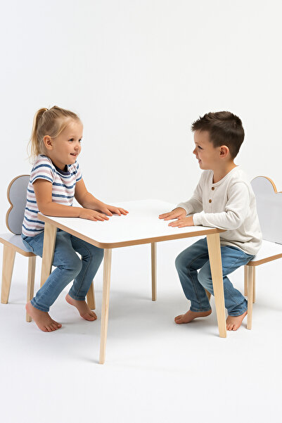 Taco Kids Yaz Sil Yüzeyli Çocuk Aktivite Masa Sandalye Takımı - Çift Bulut Sandalye
