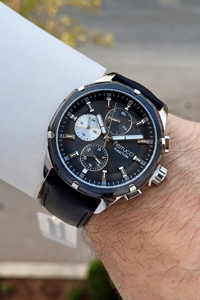 Ferrucci Kasası Silver Kordonu Siyah Renk 44 Mm Fonksiyonları Aktif Erkek Kol...
