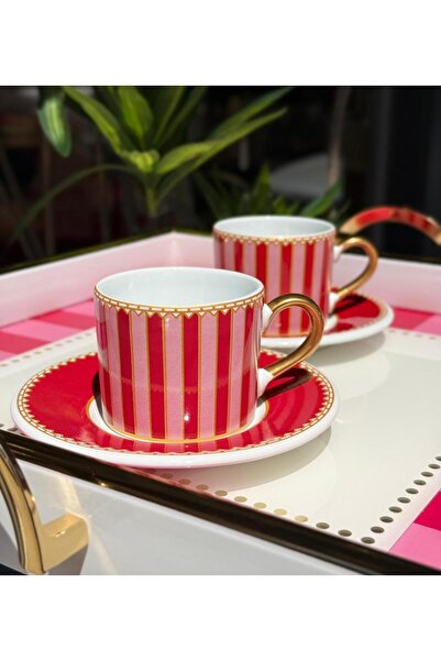 Onedekor 2 Kişilik Red Double Kahve Fincanı