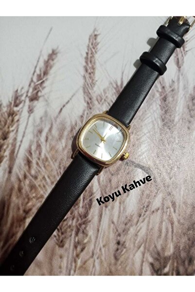 QUARTZ Retro Minimal Koyu Kahve Kordon Kadın Kol Saati bb0021