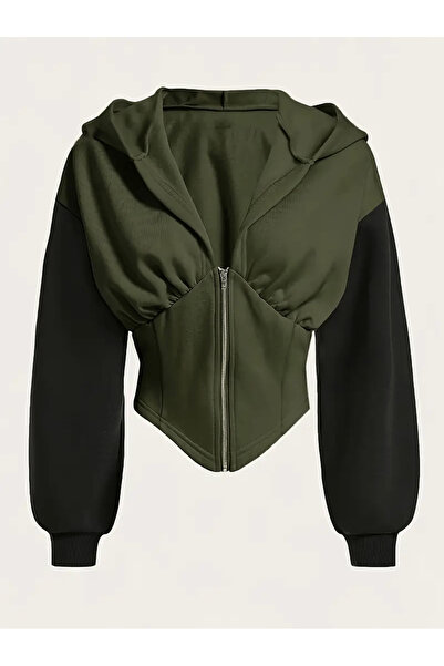 1blood 3 İplik Şardonlu Uzun Kollu Korse Kesim Fermuarlı Ceket