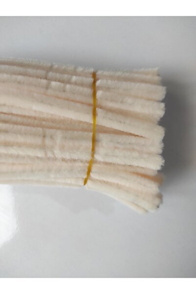 Butik 25 Adet Krem Şönil, Çiçek Yapımına Uygun Tüylü Tel, 30 Cm 6 Mm