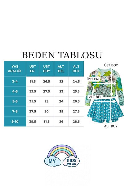 My Kids Wear Girl's Patterned Swimsuit with Skirt Detail, Age 3-10 11916