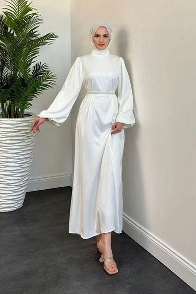 STİLZERAFET Almina Belt Pearl Satin Evening Dress