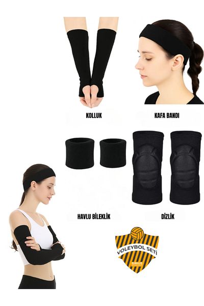 Bellanora 7-Piece Volleyball Set Volleyball Knee Pad Sponge Supported Volleyball Sleeve Towel Wristband Headband Sets