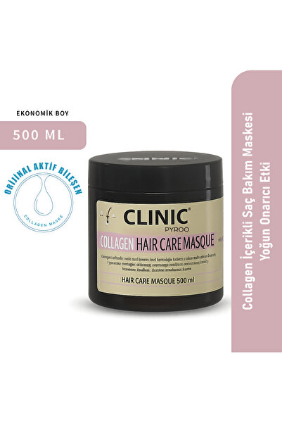 CLINIC PYROO Collagen Içerikli Saç Bakım Maskesi Yoğun Onarıcı Etki - 500 ml
