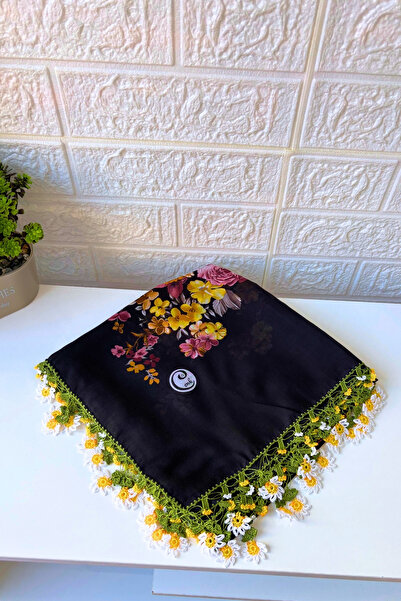 Cenk El Işi Yazma Papatya Oyalı Eşarp Tülbent Hediyelik/çeyizlik