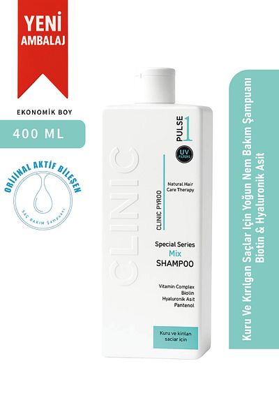CLINIC PYROO Intensive Moisture Care for Dry and Fragile Hair - Biotin & Hyaluronic Acid Shampoo - 400 ml