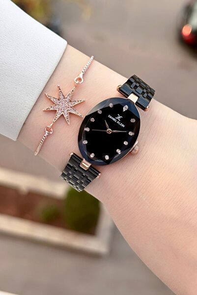 Daniel Klein Kasası Bronz Kordonu Siyah Renk Kadın Kol Saati ve Bileklik