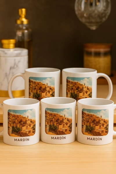çokaş Pack of 5 City Print Gift Porcelain Mug