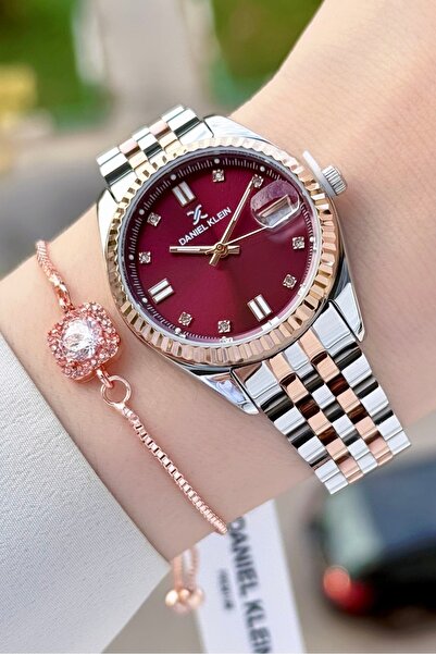 Daniel Klein Kadranı Mor Kordonu Rose Gümüş Renk Hediye Paketli Kadın Kol Saa...