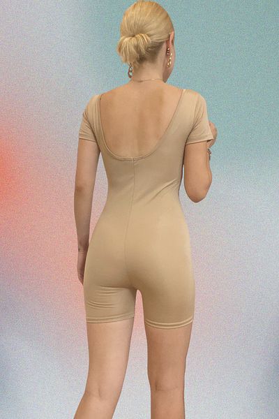 Thestiluxe Backless Short Sleeve Gathering Sports Jumpsuit