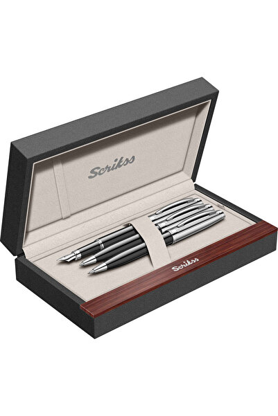 Scrikss WizDesign 39 DOLMAKALEM + TÜKENMEZKALEM + VERSATİL SET SİYAH KROM (GA...