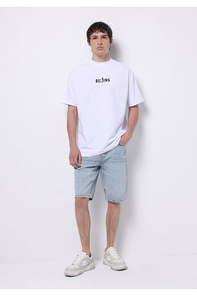 Colin's Pantaloni scurți de jeans deschisi indigo pentru bărbați, cu talie medie, cu croiala normală