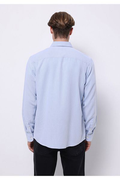 Colin's Regular Fit Shirt Neck Plain Men's Blue Long Sleeve Shirt