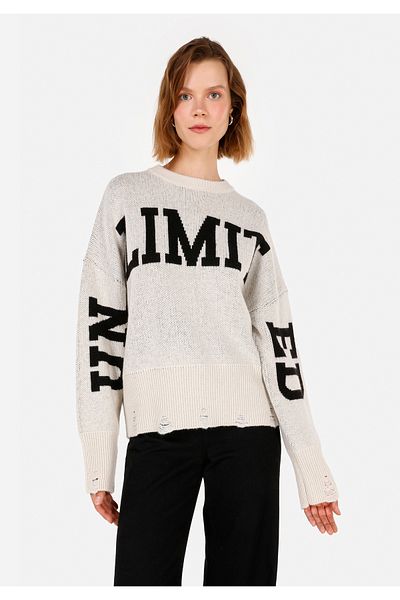 Colin's Comfort Fit Round Neck Women's Ecru Sweater
