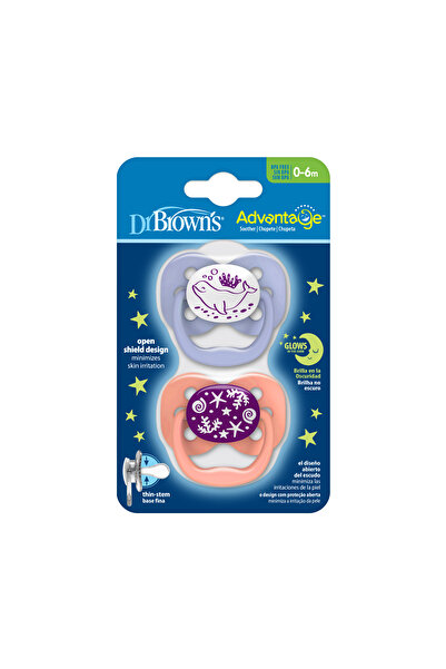 Dr.Brown's Dr. Brown’s™ Advantage™ Karanlıkta Parlayan Yalancı Emzik Mercan Okyanus,- 1. Evre, Pembe