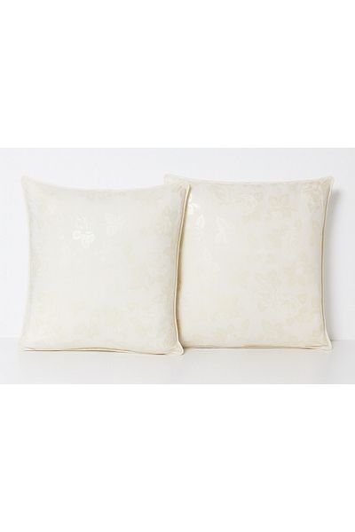 Boema Home Deco Set of 2 pillows with goose down and feathers, 40x40 cm, Boema Home, White with roses