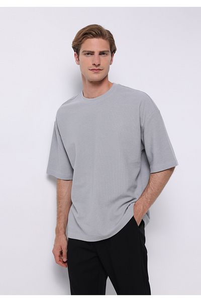 Colin's Oversize Fit Round Neck Plain Men's Blue Short Sleeve T-Shirt