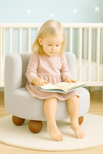 Genel Markalar Teddy Yumuşak Peluş Kumaş Rahat Çocuk Koltuğu Gri Rengi Kitap ...