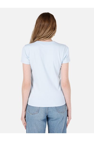 Colin's Slim Fit Round Neck Solid Women's Blue Short Sleeve T-Shirt