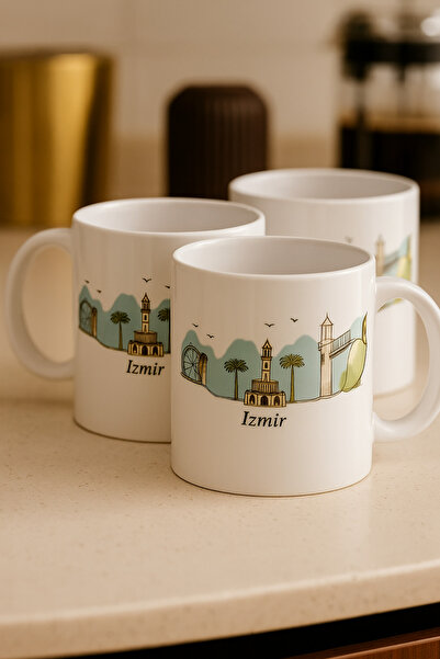 çokaş Pack of 3 City Print Gift Porcelain Mug
