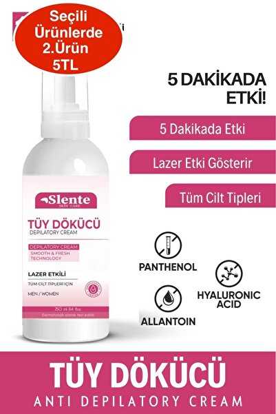 SLENTE Lazer Etkili Tüy Dökücü Ve Tüy Azaltıcı Epilasyon Krem Tüm Cilt Tipler...