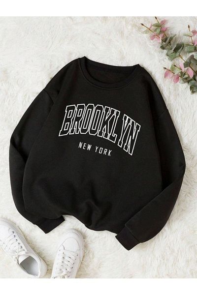 Sweetline Hanorac Brooklyn New York - Negru Imprimat Oversize Winter Thick Cycling Lame