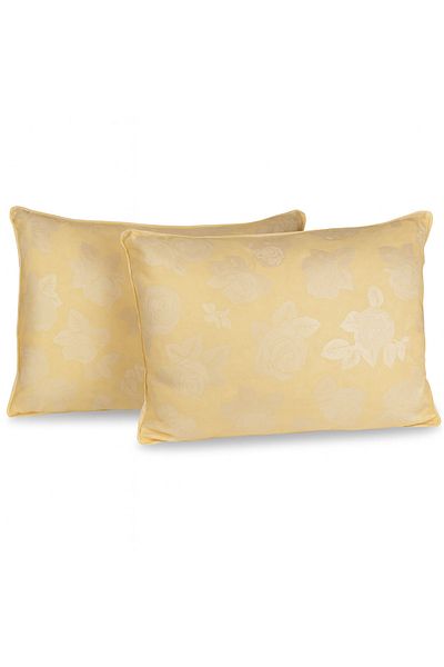 Boema Home Deco Set of 2 goose down and feather pillows, high firmness, 1500 g, 50x70 cm, Yellow