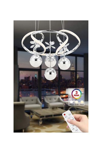 lüx aydınlatma Si̇na Chrome 4 Ball Living Room Chandelier
