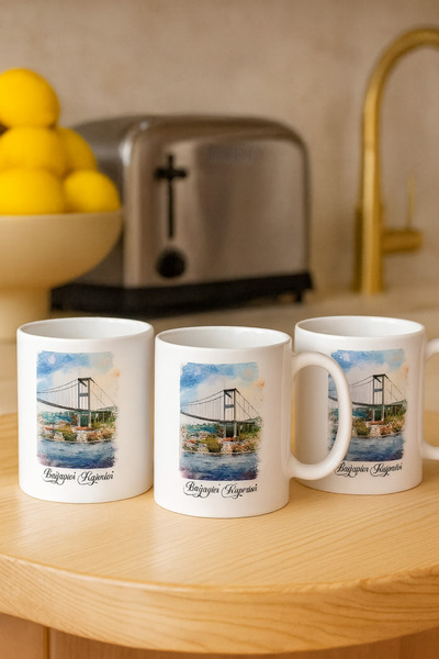 çokaş Pack of 3 Boğaziçi Printed Porcelain Coffee Mug