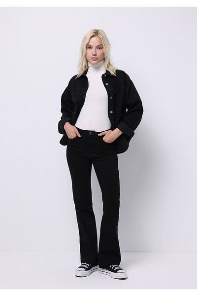Colin's Regular Fit Mid Waist Bootcut Women's Black Black Denim Pocket Jean Trousers