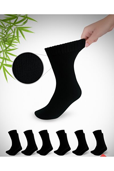 urzsmell Piccadilly 6 τεμαχίων Premium Bamboo Diabetic Socks Μαύρο Μη συμπιεσμένο εύκαμπτο ελαστικό πλέγμα ρυζιού
