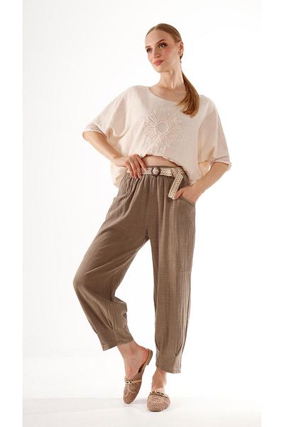 shE tekstil Belted Pleated Trousers