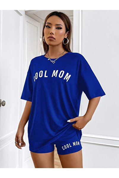 CLAYES Μπλουζάκι Navy Blue Oversize Cool Mom - Crew Neck, κοντό μανίκι