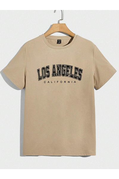 CLAYES Μπλουζάκι Los Angeles Printed Mink Oversize - Crew Neck, κοντό μανίκι