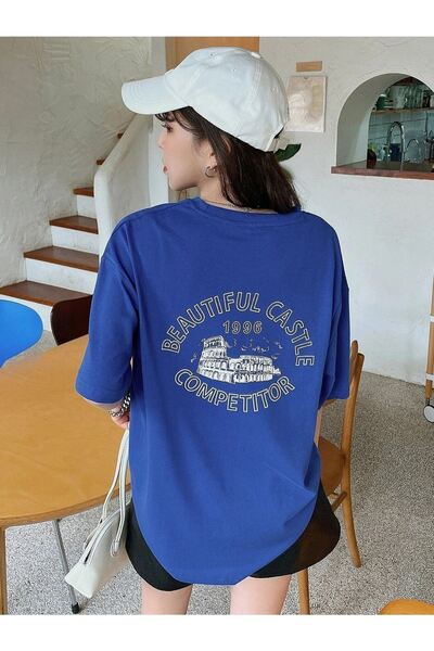 CLAYES Όμορφο μπλουζάκι Castle - Κοντό μανίκι με μπλουζάκι με μπλε σαξόφωνο