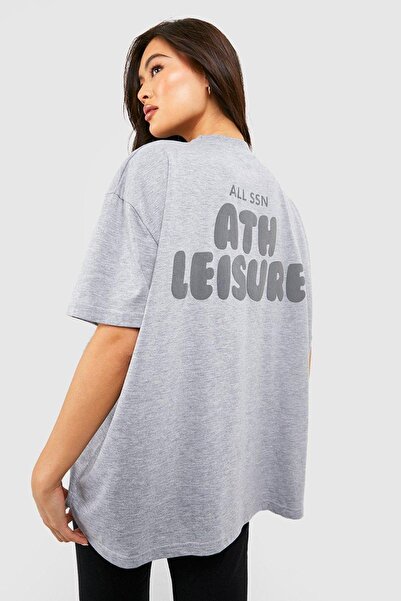 CLAYES Γκρι Oversize Ath Leisure T-Shirt - Crew Neck, κοντό μανίκι