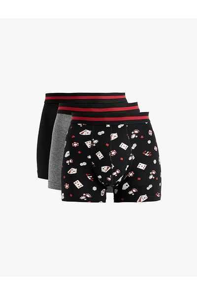 Koton Βαμβακερό Σετ Boxer 3 τεμαχίων - Σλόγκαν εμπριμέ και πολύχρωμο