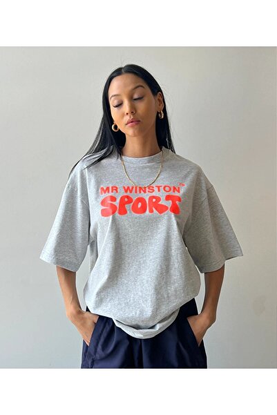 CLAYES Γκρι μπλουζάκι Oversize Mr Winston - Oversize Printed