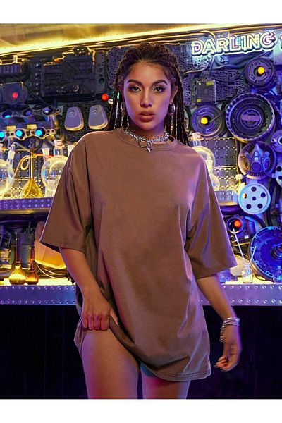 CLAYES Μπλουζάκι Not Mood Single Jersey - Καφέ Oversize, Crew Neck, Κοντό μανίκι