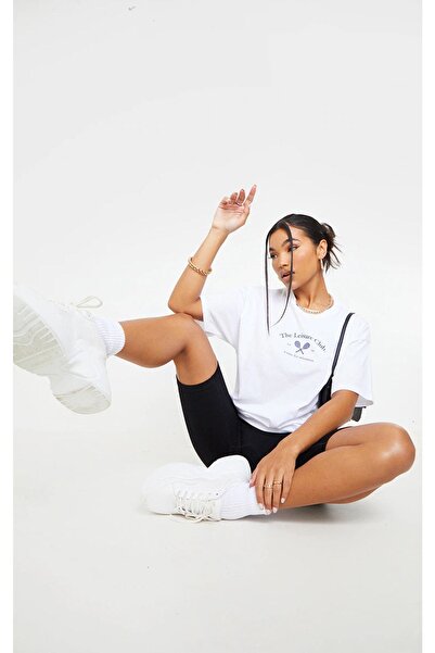 CLAYES Λευκό μπλουζάκι Tennis Club Oversize - Oversize Printed