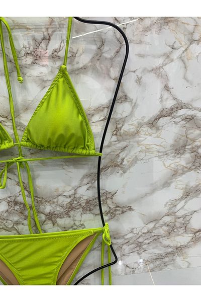 XORVİO Women's Lycra Flexible Side and Neck Tie Stylish Drawstring Triangle Bikini Set