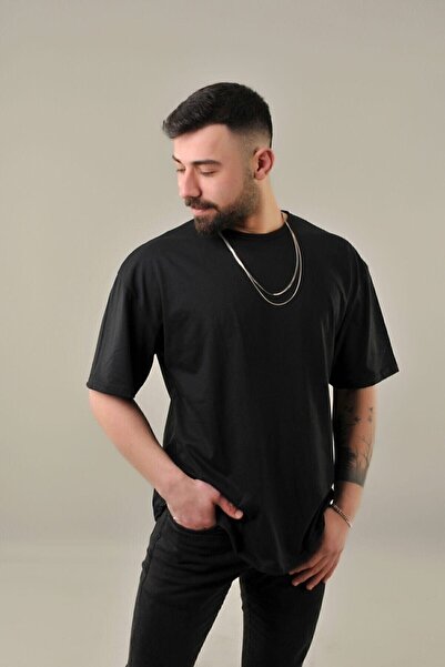 CLAYES Μαύρο Oversize Ανδρικό T-Shirt - Crew Neck, κοντομάνικο