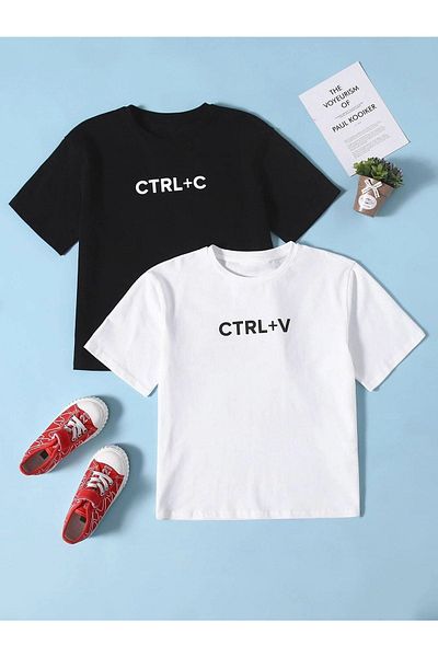 CLAYES Ctrl 2-Piece Combination T-shirt - Black and White Oversize Crew Neck