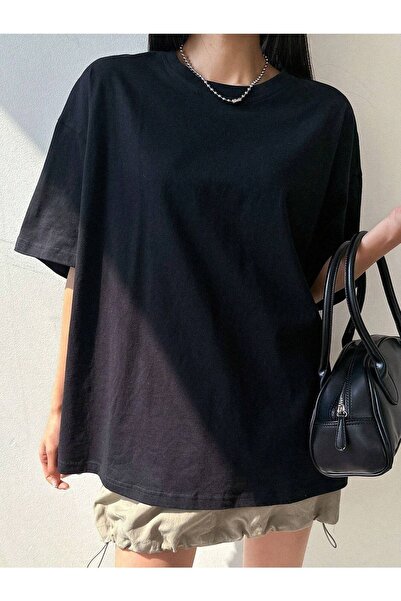 CLAYES Hearten T-shirt - Чорна футболка з принтом, оверсайз, велосипедний комір, короткий рукав