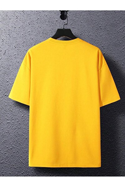 CLAYES Hve Fun Palm Single Jersey T-Shirt - Κίτρινο εμπριμέ, υπερμεγέθη λαιμόκοψη